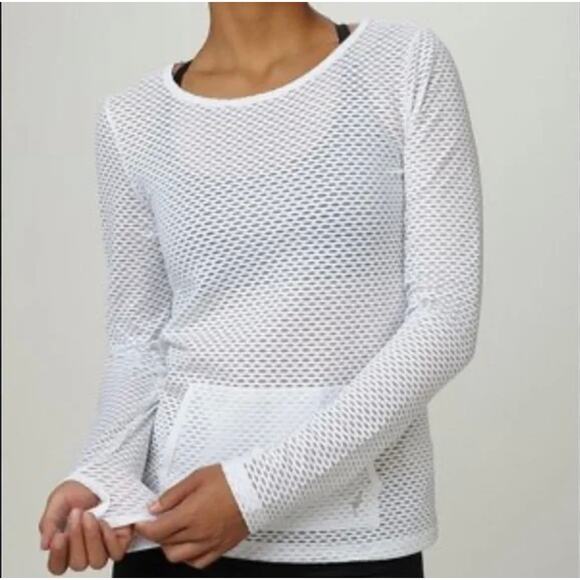 PHEEL Pure Barre Peekaboo White Long Sleeve Top Shirt Size Large - Picture 1 of 10